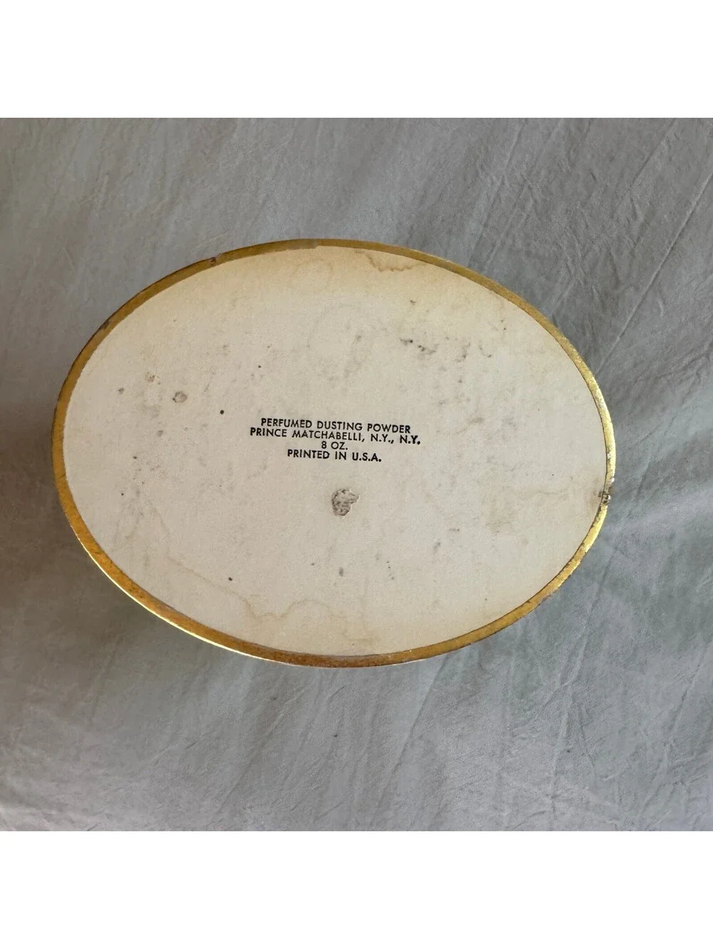 Vintage Prince Matchabelli Beloved Powder Box Crown Logo Mint Green Puff MCM